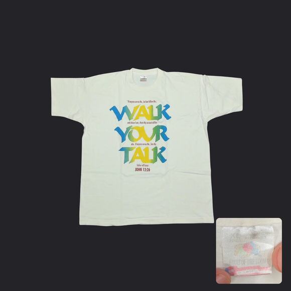 Fruit of the Loom Other - Vintage 90s Fruit Of The Loom Walk Your Talk Christian Graphic Tee Shirt XL
